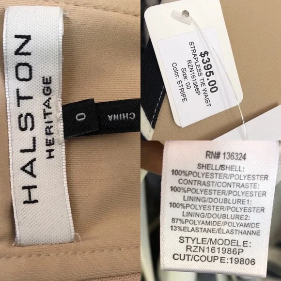 300 Halston Heritage Black & White Strapless Striped Gown NWT - Picture 5 of 15